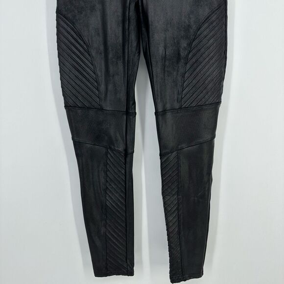 SPANX Faux Leather Moto High Waist Leggings Womens Size XL Black 20136R - Picture 6 of 10